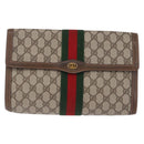 GUCCI GG Supreme Web Sherry Line Clutch Bag PVC Beige 89 01 007 Auth 194188-13