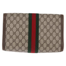 GUCCI GG Supreme Web Sherry Line Clutch Bag PVC Beige 89 01 007 Auth 194188-2