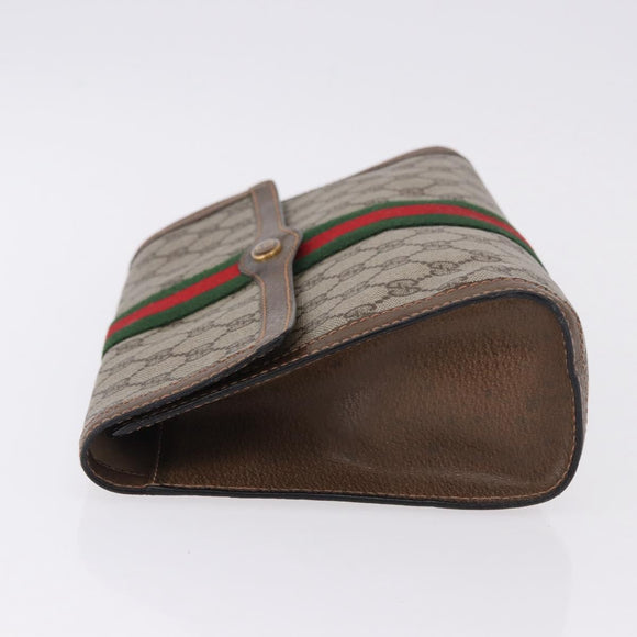 GUCCI GG Supreme Web Sherry Line Clutch Bag PVC Beige 89 01 007 Auth 194188