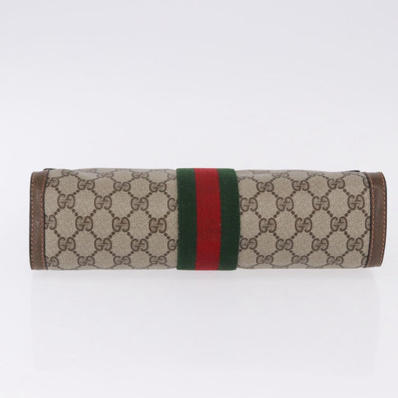 GUCCI GG Supreme Web Sherry Line Clutch Bag PVC Beige 89 01 007 Auth 194188