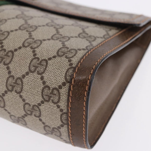 GUCCI GG Supreme Web Sherry Line Clutch Bag PVC Beige 89 01 007 Auth 194188
