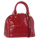 LOUIS VUITTON Monogram Vernis Alma BB Red Rose Andian M91771 LV Auth 194191-1