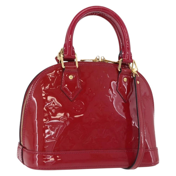 LOUIS VUITTON Monogram Vernis Alma BB Red Rose Andian M91771 LV Auth 194191