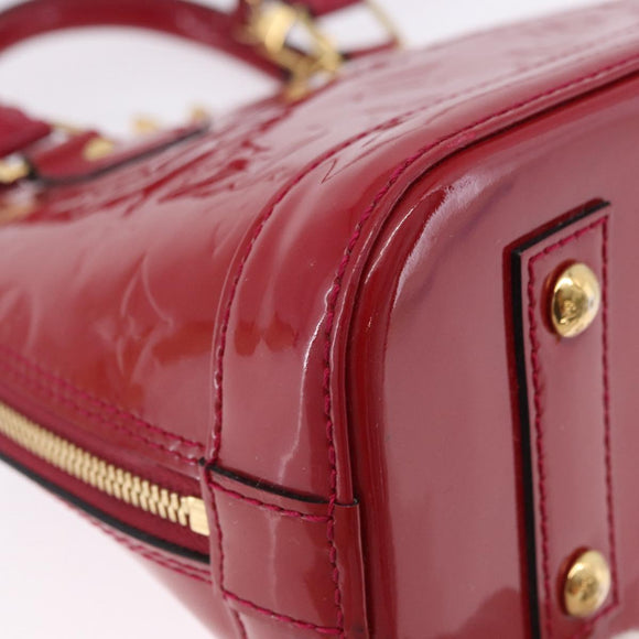 LOUIS VUITTON Monogram Vernis Alma BB Red Rose Andian M91771 LV Auth 194191