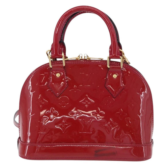 LOUIS VUITTON Monogram Vernis Alma BB Red Rose Andian M91771 LV Auth 194191