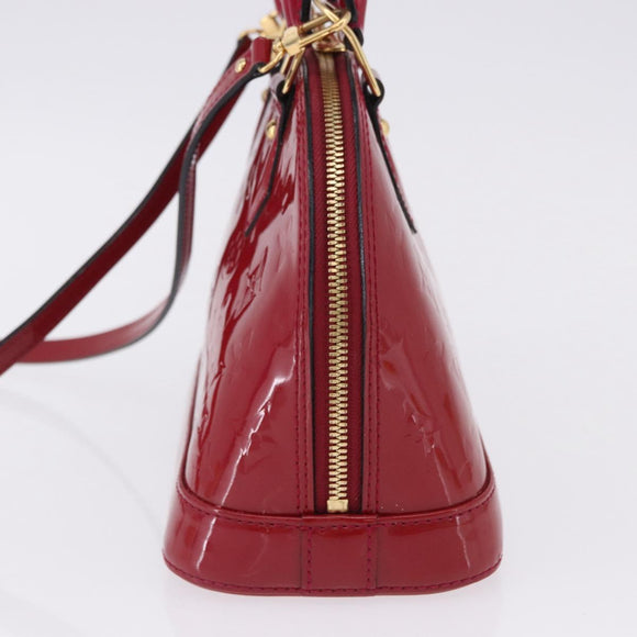 LOUIS VUITTON Monogram Vernis Alma BB Red Rose Andian M91771 LV Auth 194191