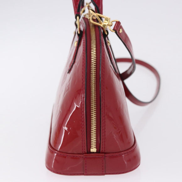 LOUIS VUITTON Monogram Vernis Alma BB Red Rose Andian M91771 LV Auth 194191