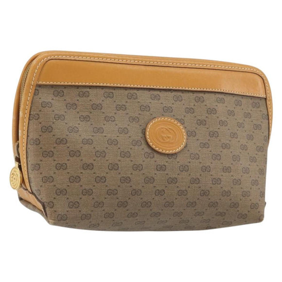GUCCI Micro GG Pouch PVC Leather Beige Gold Tone 039 89 0902 Auth 194192