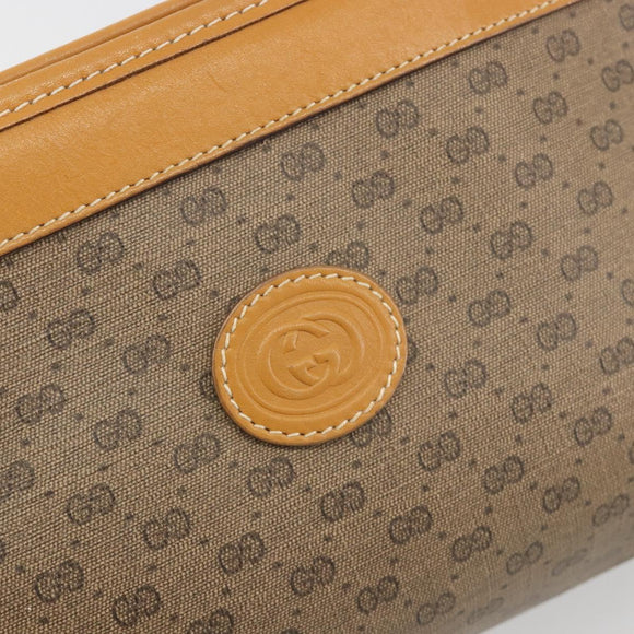 GUCCI Micro GG Pouch PVC Leather Beige Gold Tone 039 89 0902 Auth 194192