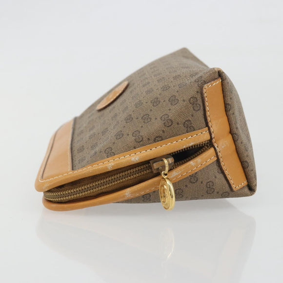 GUCCI Micro GG Pouch PVC Leather Beige Gold Tone 039 89 0902 Auth 194192