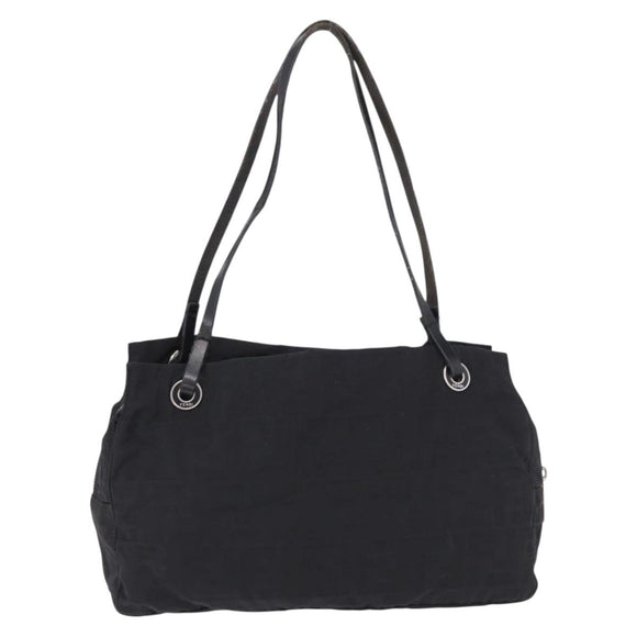 FENDI Zucca Canvas Tote Bag Black Silver Auth 194195