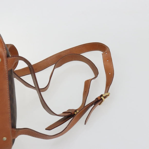 CELINE Macadam Backpack PVC Leather Brown Gold Tone Auth 194199