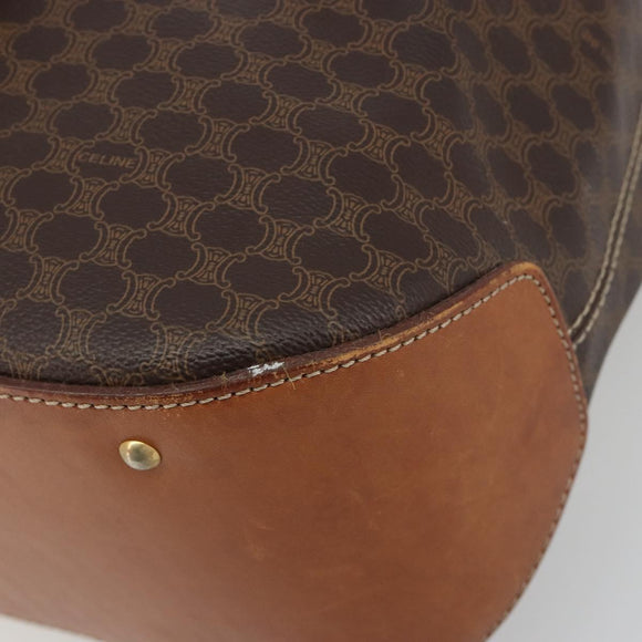 CELINE Macadam Backpack PVC Leather Brown Gold Tone Auth 194199