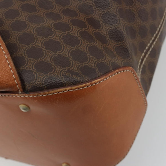 CELINE Macadam Backpack PVC Leather Brown Gold Tone Auth 194199