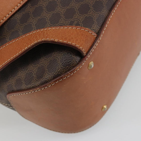 CELINE Macadam Backpack PVC Leather Brown Gold Tone Auth 194199