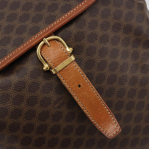 CELINE Macadam Backpack PVC Leather Brown Gold Tone Auth 194199