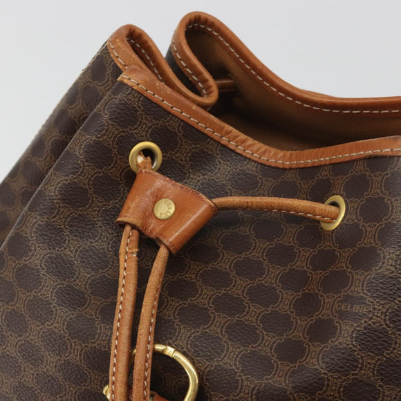 CELINE Macadam Backpack PVC Leather Brown Gold Tone Auth 194199