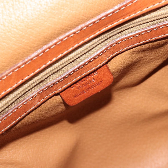CELINE Macadam Backpack PVC Leather Brown Gold Tone Auth 194199