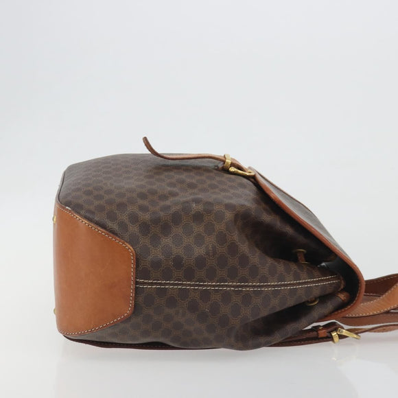 CELINE Macadam Backpack PVC Leather Brown Gold Tone Auth 194199