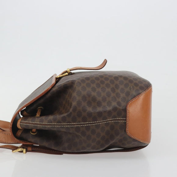 CELINE Macadam Backpack PVC Leather Brown Gold Tone Auth 194199