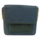 LOEWE Velazquez Shoulder Bag Leather Blue Gold Tone Auth 194205-13