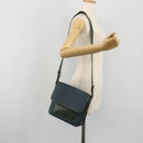 LOEWE Velazquez Shoulder Bag Leather Blue Gold Tone Auth 194205-23