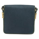 LOEWE Velazquez Shoulder Bag Leather Blue Gold Tone Auth 194205-2