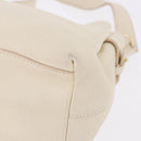 Salvatore Ferragamo Gancini Hand Bag Leather White Gold Tone Auth 194209A-13