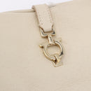 Salvatore Ferragamo Gancini Hand Bag Leather White Gold Tone Auth 194209A-14