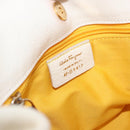Salvatore Ferragamo Gancini Hand Bag Leather White Gold Tone Auth 194209A-15