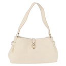 Salvatore Ferragamo Gancini Hand Bag Leather White Gold Tone Auth 194209A-2