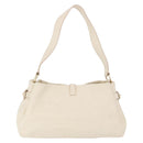 Salvatore Ferragamo Gancini Hand Bag Leather White Gold Tone Auth 194209A-3