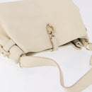 Salvatore Ferragamo Gancini Hand Bag Leather White Gold Tone Auth 194209A-6