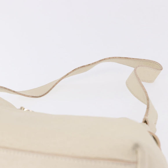 Salvatore Ferragamo Gancini Hand Bag Leather White Gold Tone Auth 194209A