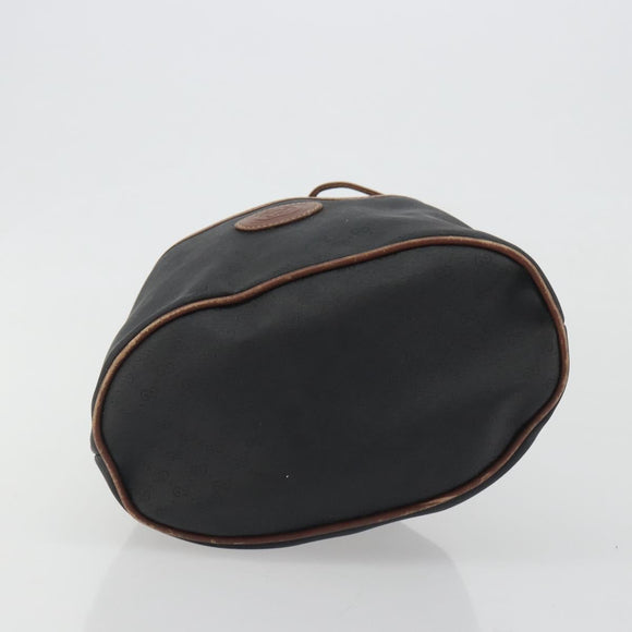 GUCCI Micro GG Shoulder Bag PVC Leather Black Gold Tone Auth 194211