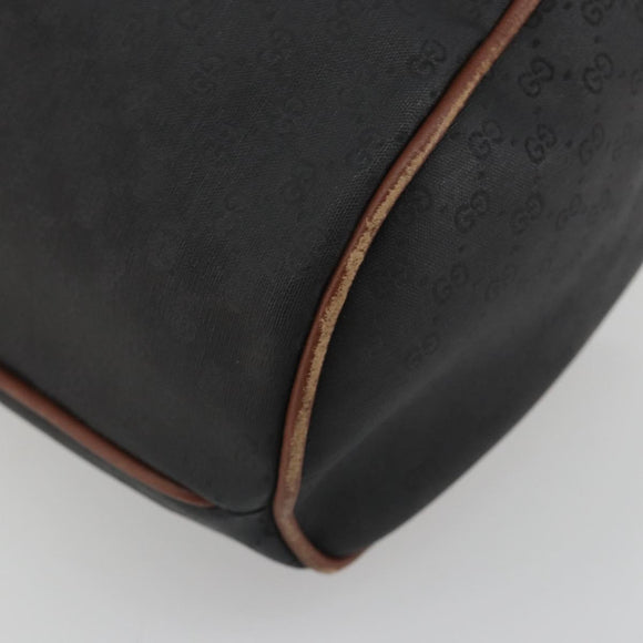 GUCCI Micro GG Shoulder Bag PVC Leather Black Gold Tone Auth 194211