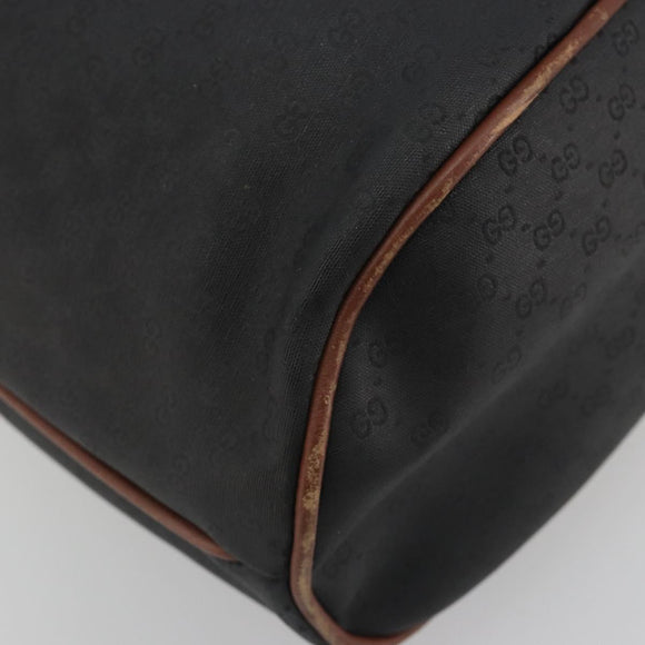 GUCCI Micro GG Shoulder Bag PVC Leather Black Gold Tone Auth 194211