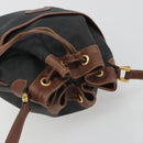 GUCCI Micro GG Shoulder Bag PVC Leather Black Gold Tone Auth 194211-6