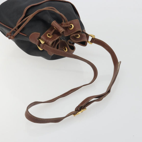 GUCCI Micro GG Shoulder Bag PVC Leather Black Gold Tone Auth 194211