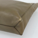 CELINE Chain Tote Bag Leather Khaki Gold Tone Auth 194216-12