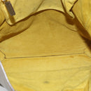 CELINE Chain Tote Bag Leather Khaki Gold Tone Auth 194216-14