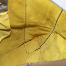 CELINE Chain Tote Bag Leather Khaki Gold Tone Auth 194216-15
