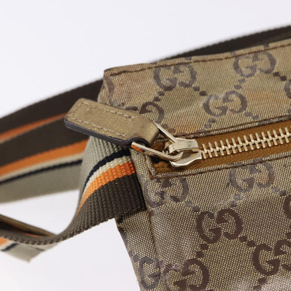 GUCCI GG Crystal Waist Bag Coated Canvas Gold 28566 Auth 194223
