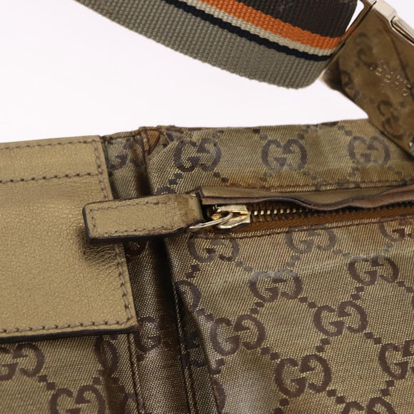 GUCCI GG Crystal Waist Bag Coated Canvas Gold 28566 Auth 194223