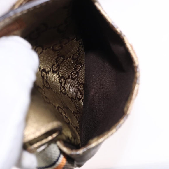GUCCI GG Crystal Waist Bag Coated Canvas Gold 28566 Auth 194223