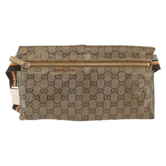 GUCCI GG Crystal Waist Bag Coated Canvas Gold 28566 Auth 194223