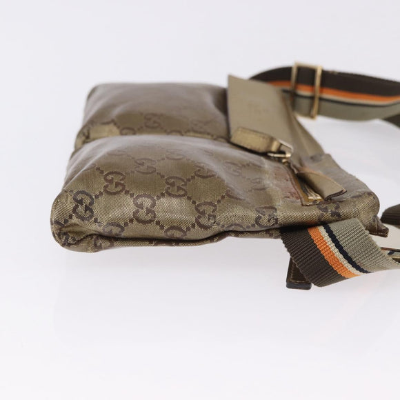 GUCCI GG Crystal Waist Bag Coated Canvas Gold 28566 Auth 194223