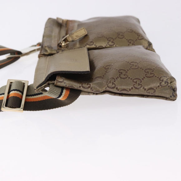 GUCCI GG Crystal Waist Bag Coated Canvas Gold 28566 Auth 194223