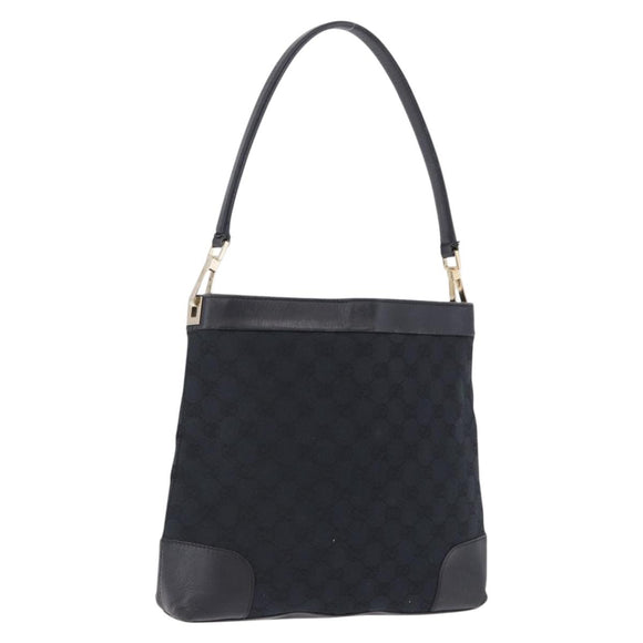 GUCCI GG Canvas Shoulder Bag Black Gold Tone 33900 Auth 194224