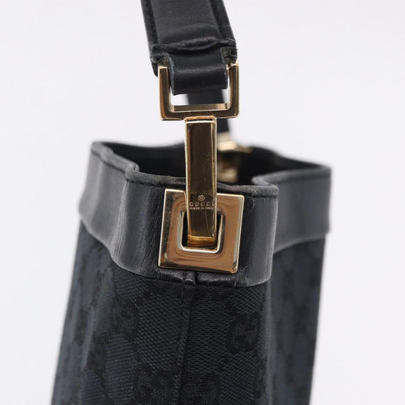 GUCCI GG Canvas Shoulder Bag Black Gold Tone 33900 Auth 194224